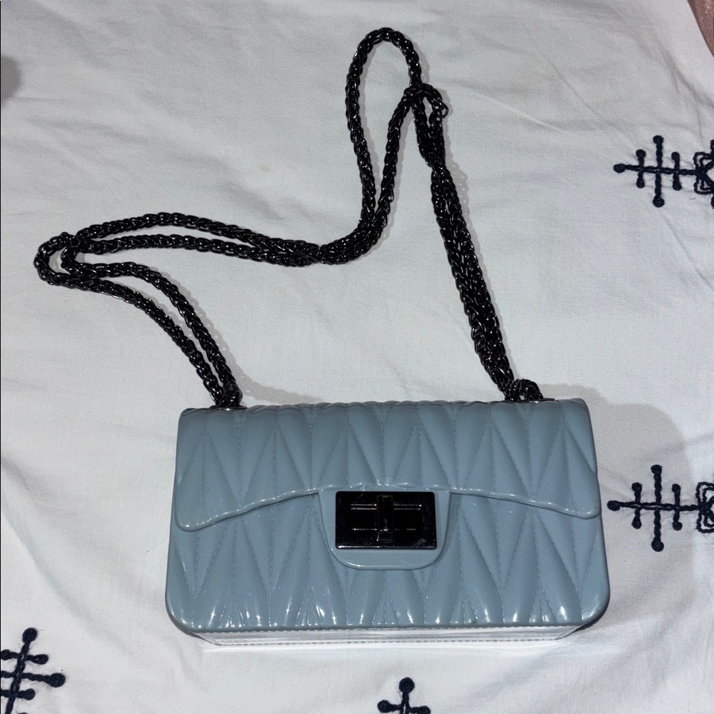 Miniso Baby Blue Quilted Chain Bag